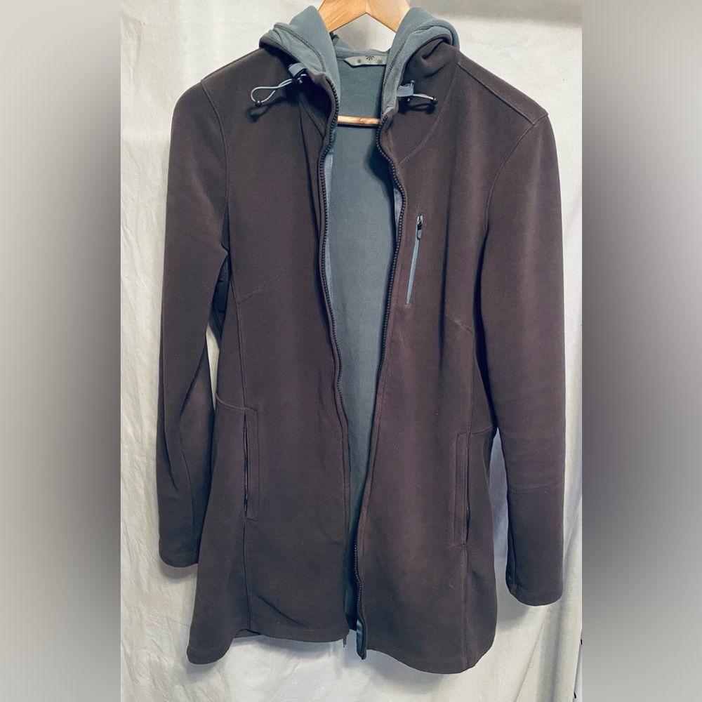 Athleta Fleece Jacket Sz. M Womens Swara gray and teal zip up hooded
